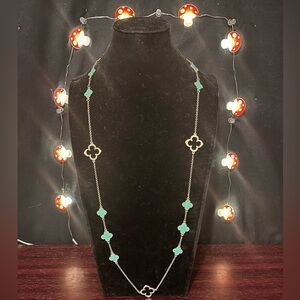 Gold & Green Four Clover Long Necklace